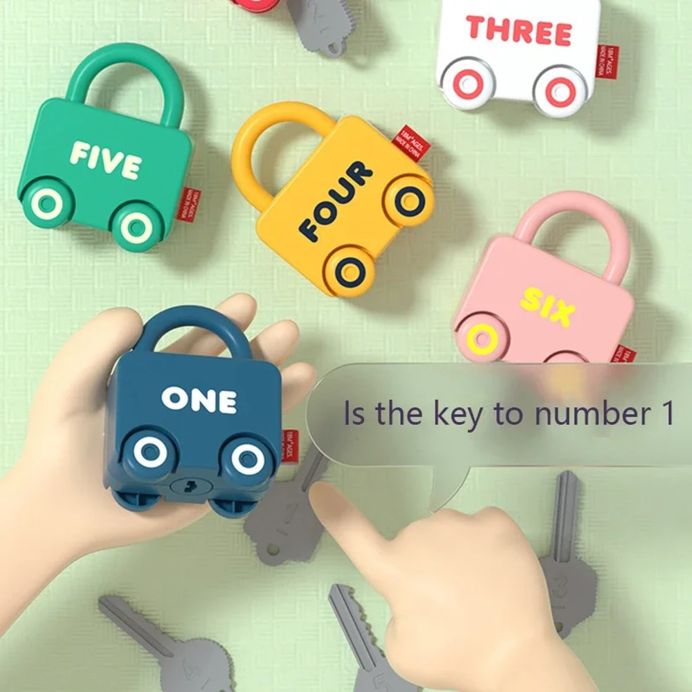 Baby Learning Lock With Key Montessori Educational Toy For Number Matching Sensory Play 2