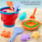 Folding Bucket Sand Digger Toy Set Beach Play Tools With Colorful Marine Organisms 2