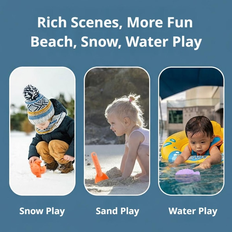 Folding Bucket Sand Digger Toy Set Beach Play Tools With Colorful Marine Organisms 3