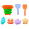 Folding Bucket Sand Digger Toy Set Beach Play Tools With Colorful Marine Organisms 6
