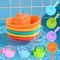 Floating Boat Bath Toy for Kids Colorful Stacked Boat Playset with Spoon and Water Bottle