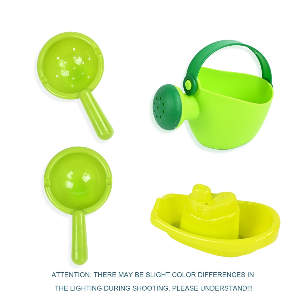 Floating Boat Bath Toy for Kids Colorful Stacked Boat Playset with Spoon and Water Bottle