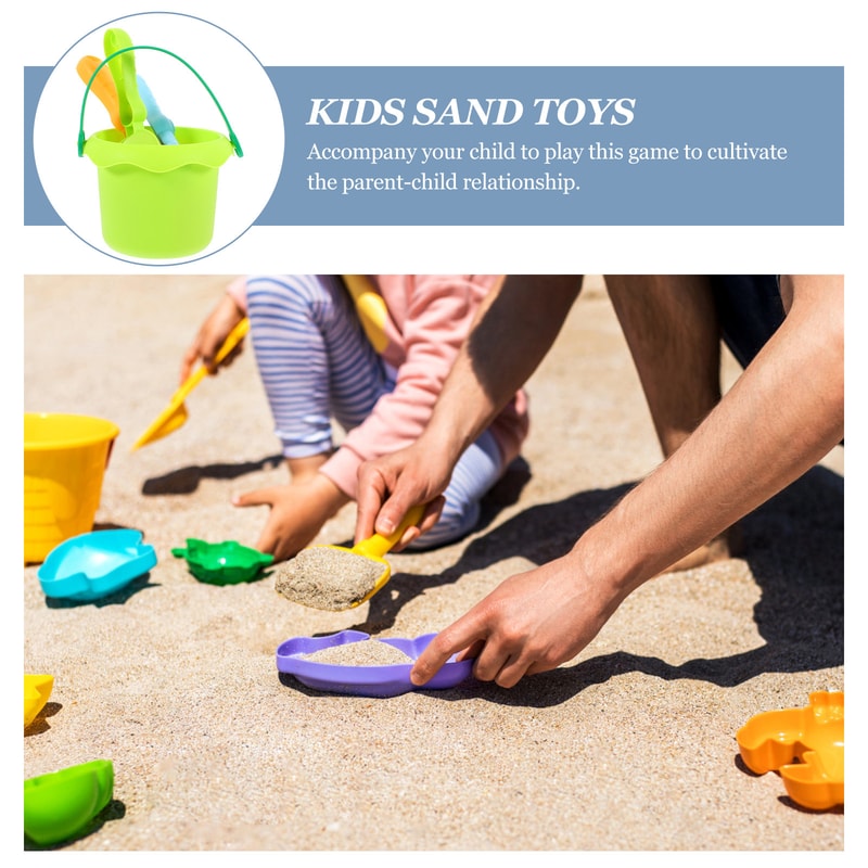 Non Toxic Kids Sand Play Set Creative Beach Bucket & Shovel Kit for Pool Sand and Garden Fun