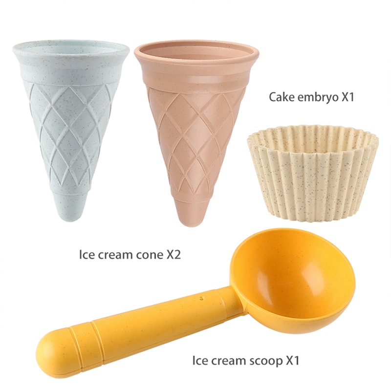 Beige Cake Play House Toy Set With Ice Cream Cup And Beach Toys Plastic Beach Toys For Kids 2
