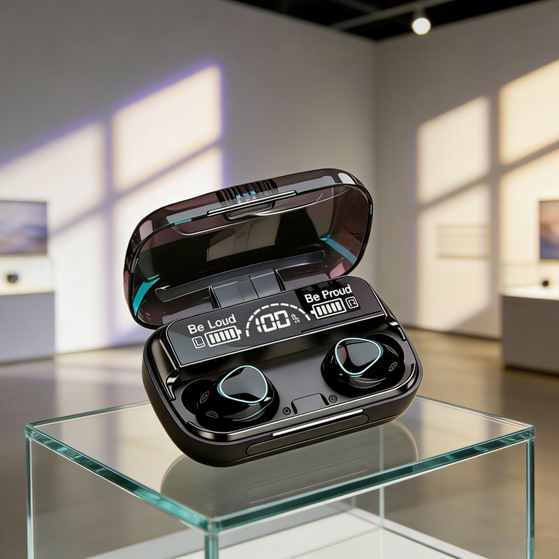 Wireless Bluetooth Earbuds with LED Display HiFi Stereo Sound & Hands Free Calling for Smartphones