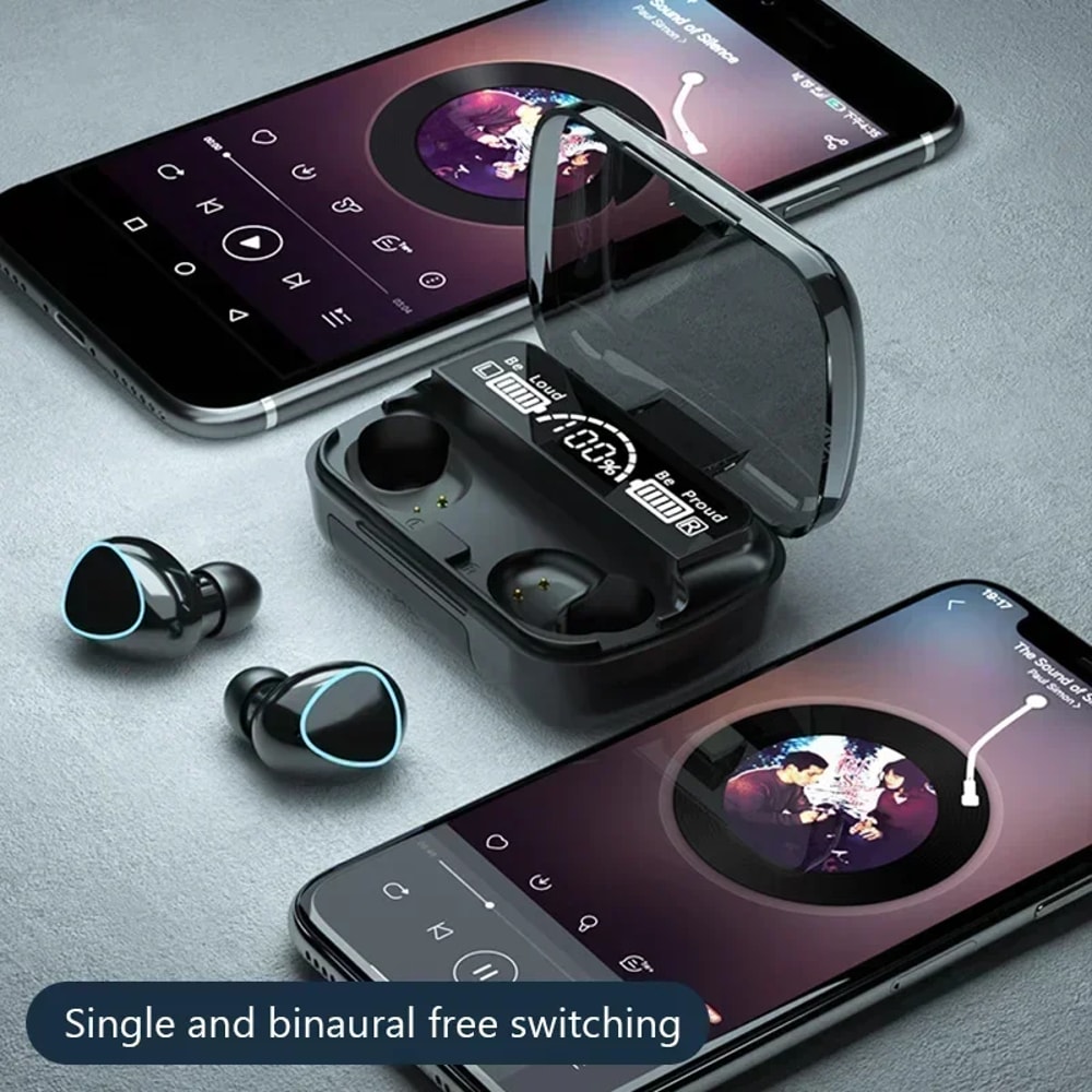 Wireless Bluetooth Earbuds with LED Display HiFi Stereo Sound & Hands Free Calling for Smartphones