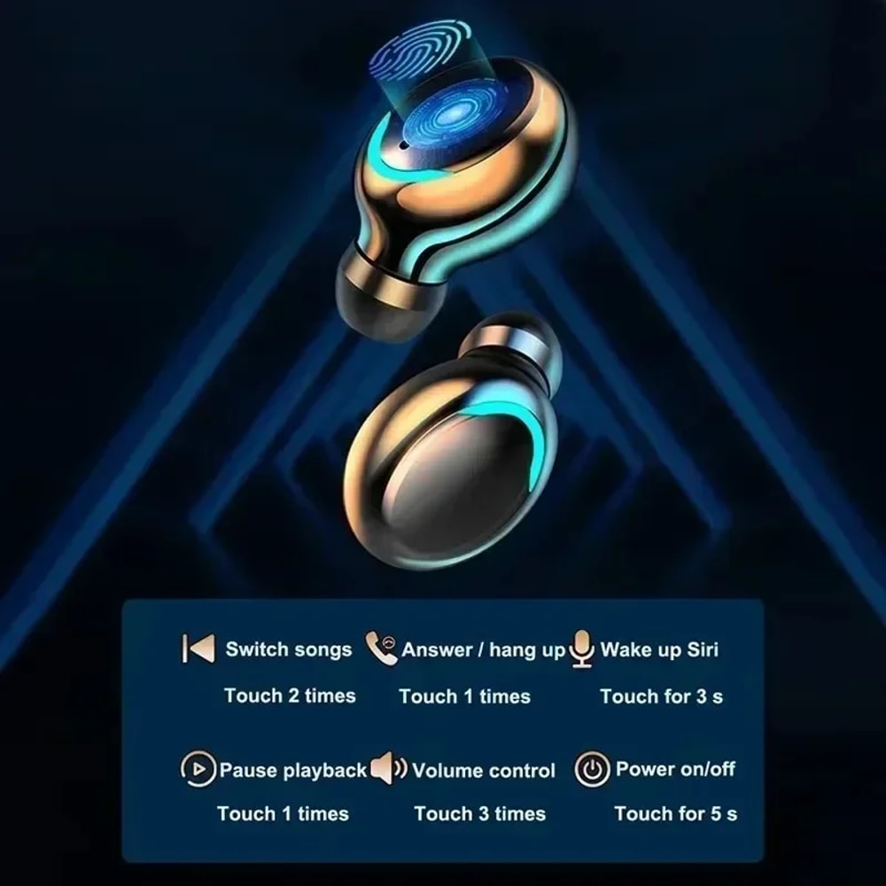 Bluetooth Headphones Wireless Earbuds with High Bass Sport Design Waterproof & Touch Control