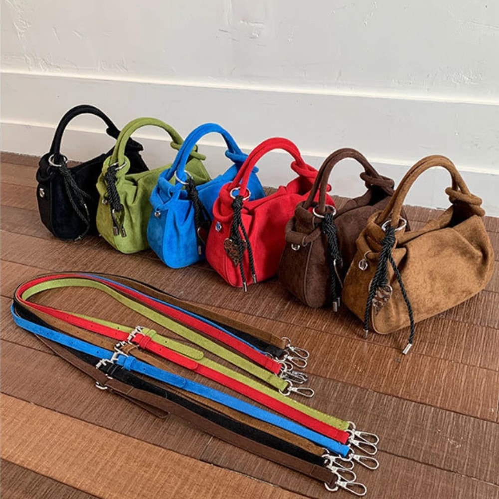 Soft Suede Shoulder Bag for Women Small Crossbody Handbag with Short Handle