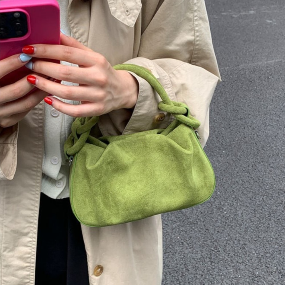 Soft Suede Shoulder Bag for Women Small Crossbody Handbag with Short Handle