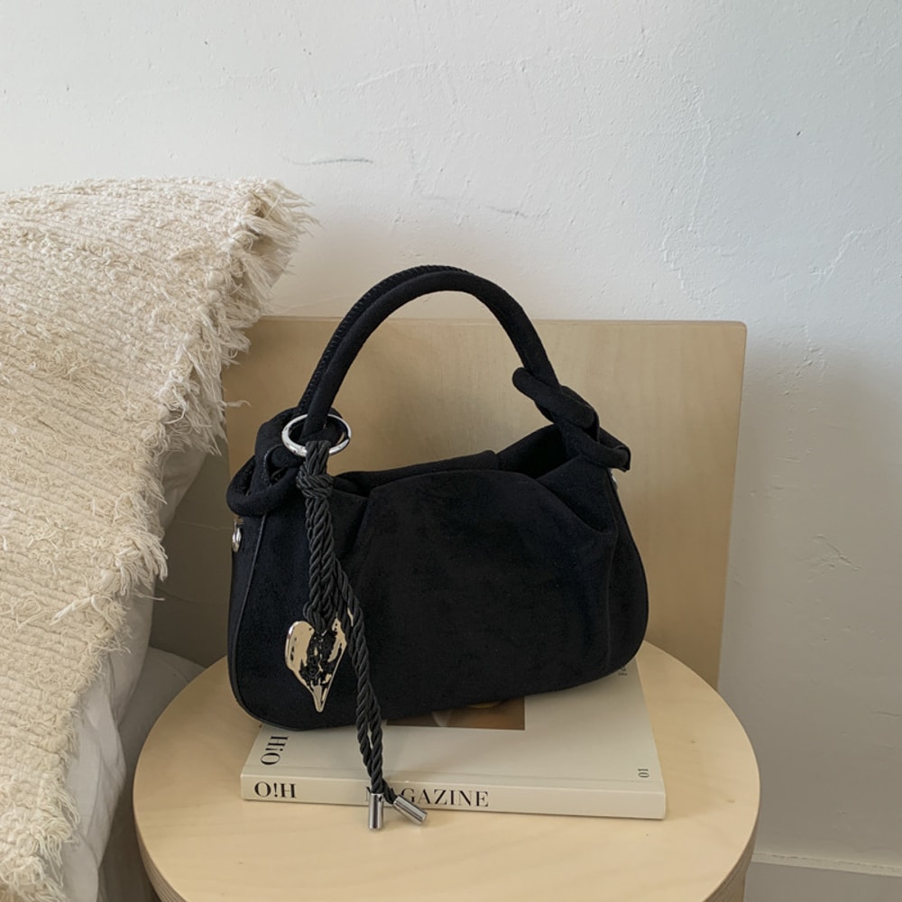 Soft Suede Shoulder Bag for Women Small Crossbody Handbag with Short Handle