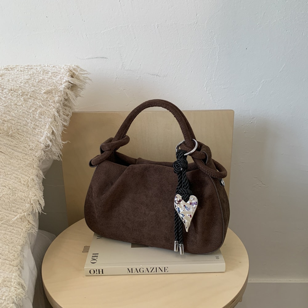 Soft Suede Shoulder Bag for Women Small Crossbody Handbag with Short Handle