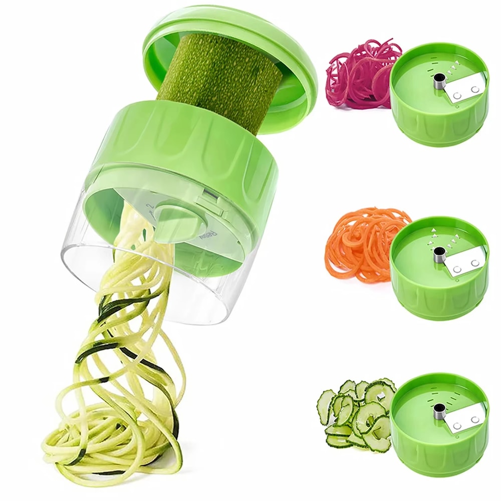 Handheld Vegetable Fruit Spiral Shredder Manual Rotating Grater for Radishes, Cucumbers & More