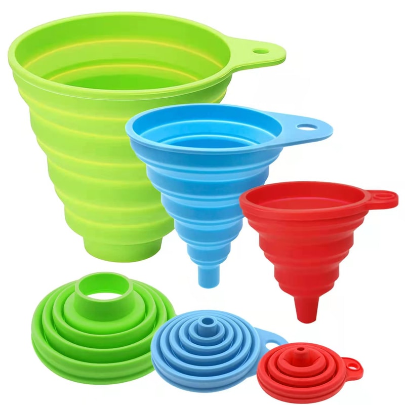 Multi-Purpose Silicone Funnel Set for Kitchen Use Perfect for Bottles, Liquids, and Powder Transfer