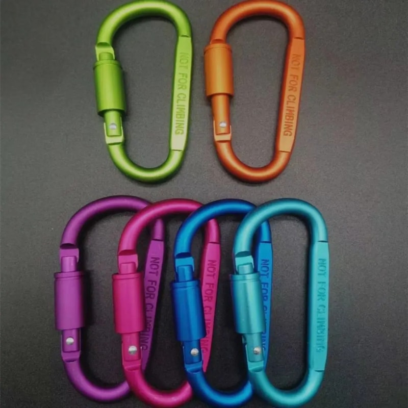 Locking Aluminum Carabiner Keychain D Shape Clip For Camping And Hiking 1