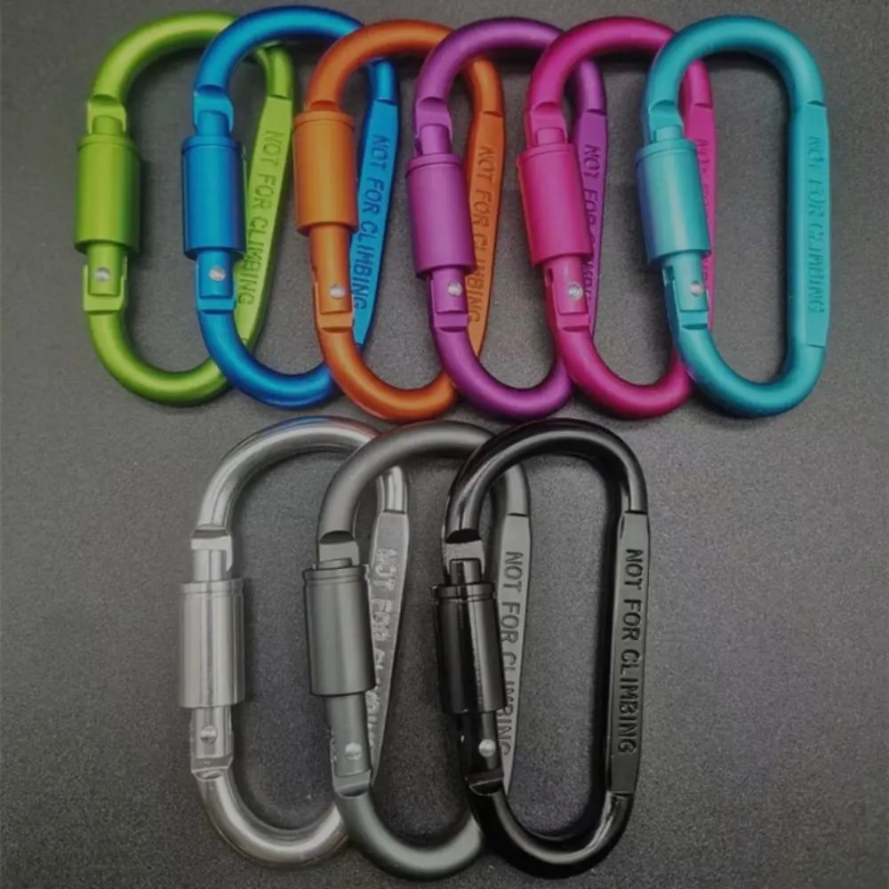 Locking Aluminum Carabiner Keychain D Shape Clip For Camping And Hiking 2