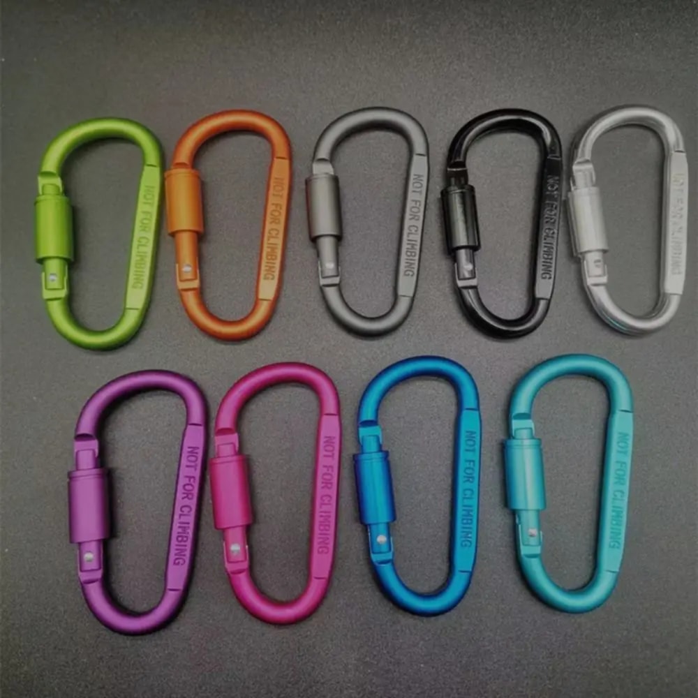 Locking Aluminum Carabiner Keychain D Shape Clip For Camping And Hiking 3