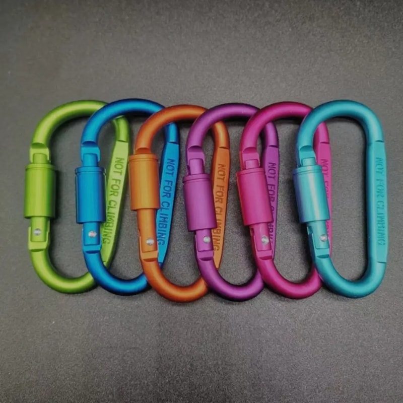 Locking Aluminum Carabiner Keychain D Shape Clip For Camping And Hiking 4