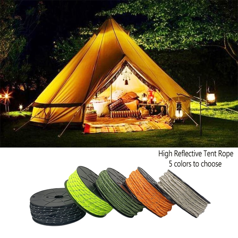 Reflective Paracord Camping Rope for Tent Guyline Clothesline and Outdoor Survival