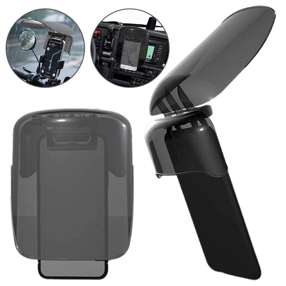 Universal motorcycle phone mount with Sun Visor Rain Shield for Bikes and Scooters
