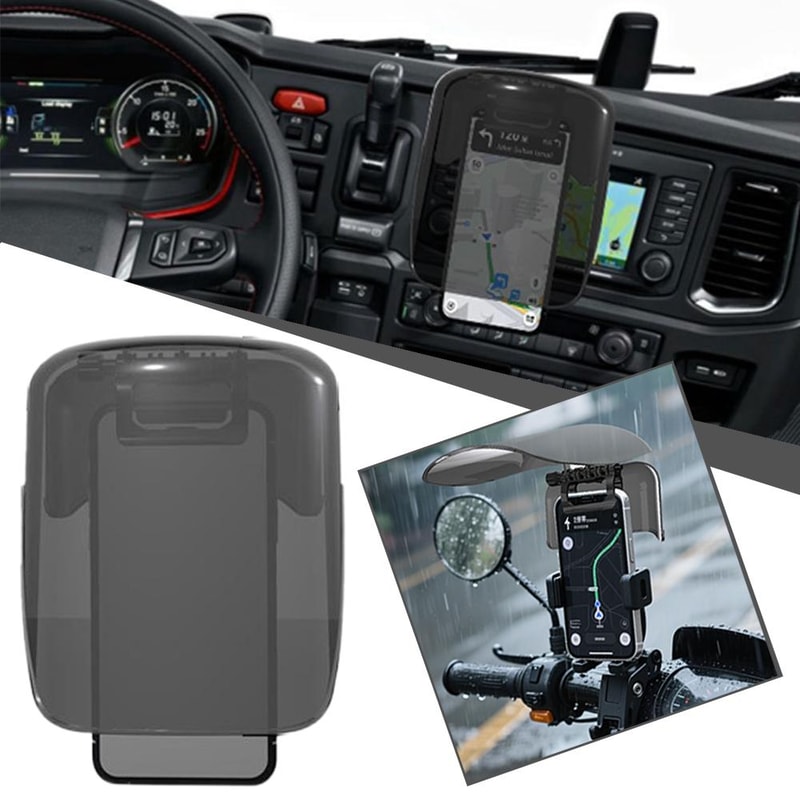 Universal motorcycle phone mount with Sun Visor Rain Shield for Bikes and Scooters