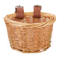 kids wicker bike basket with leather straps for bikes and scooters