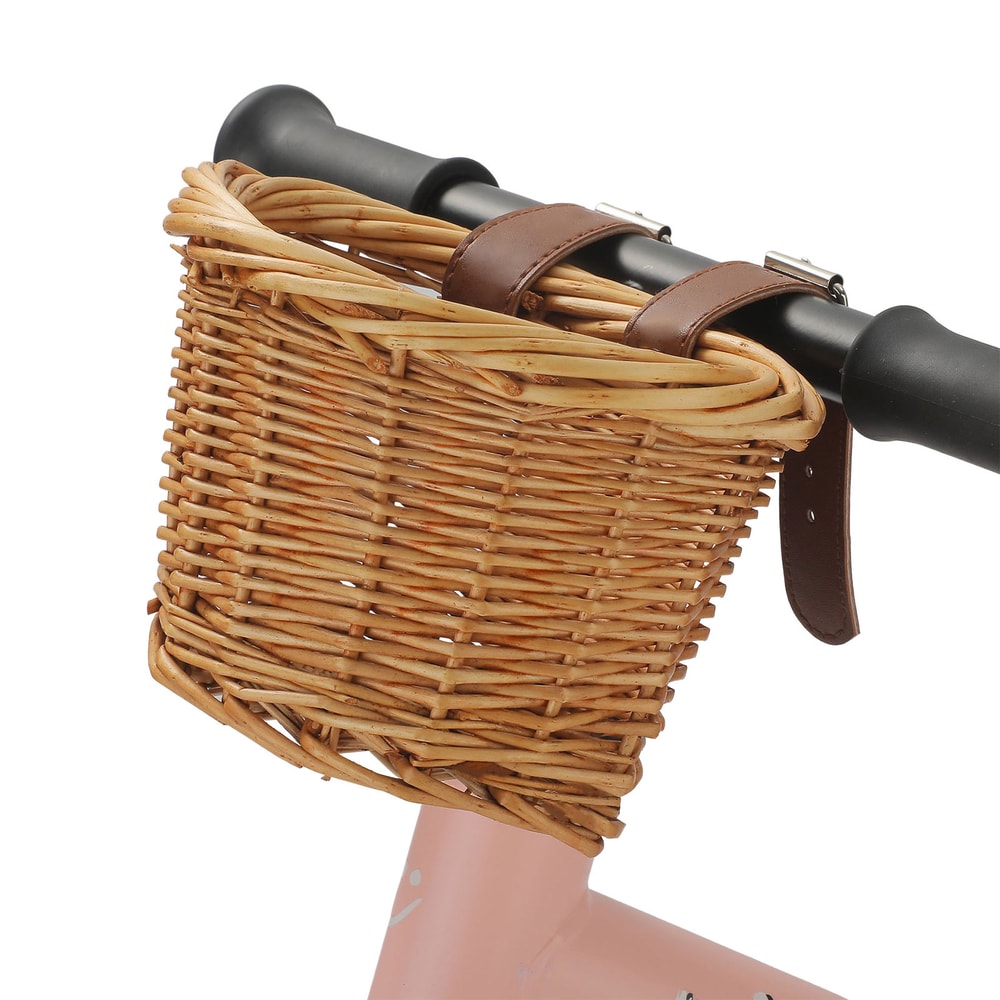 Kids Wicker Bike Basket With Leather Straps For Bikes And Scooters 1