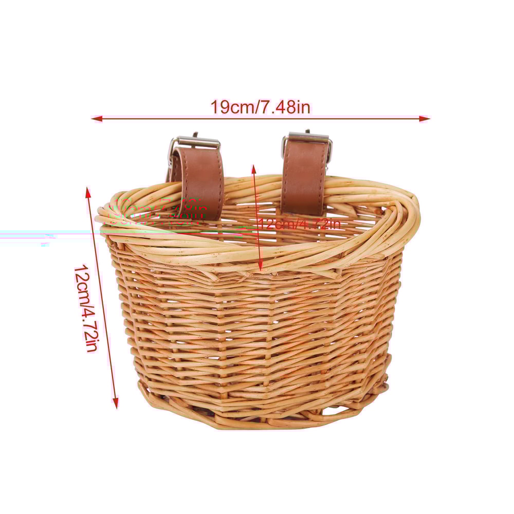 Kids Wicker Bike Basket With Leather Straps For Bikes And Scooters 6