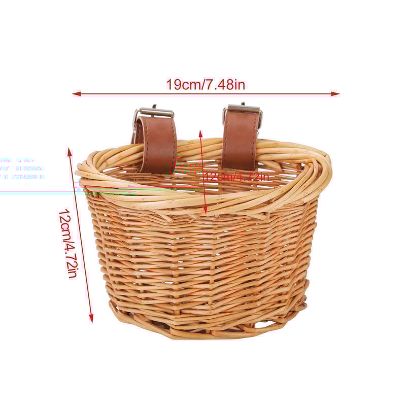 Kids Wicker Bike Basket With Leather Straps For Bikes And Scooters 6
