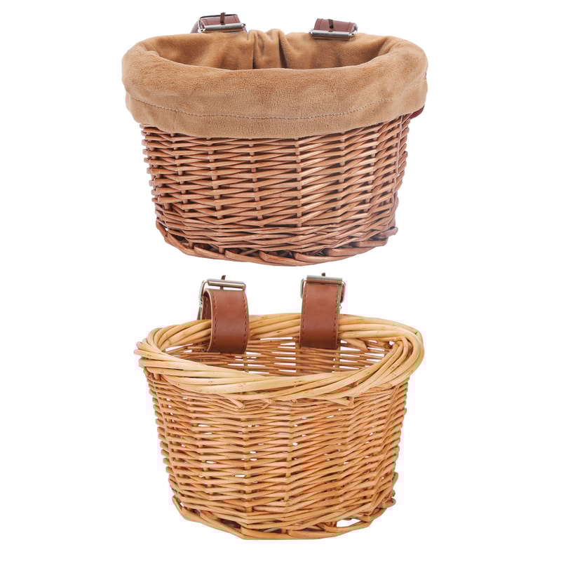 Kids Wicker Bike Basket With Leather Straps For Bikes And Scooters 4