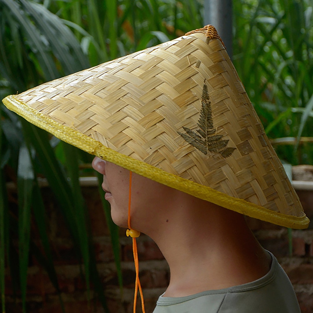 Handmade Bamboo Cone Hat Woven Sunshade Straw Fisherman Hat 3