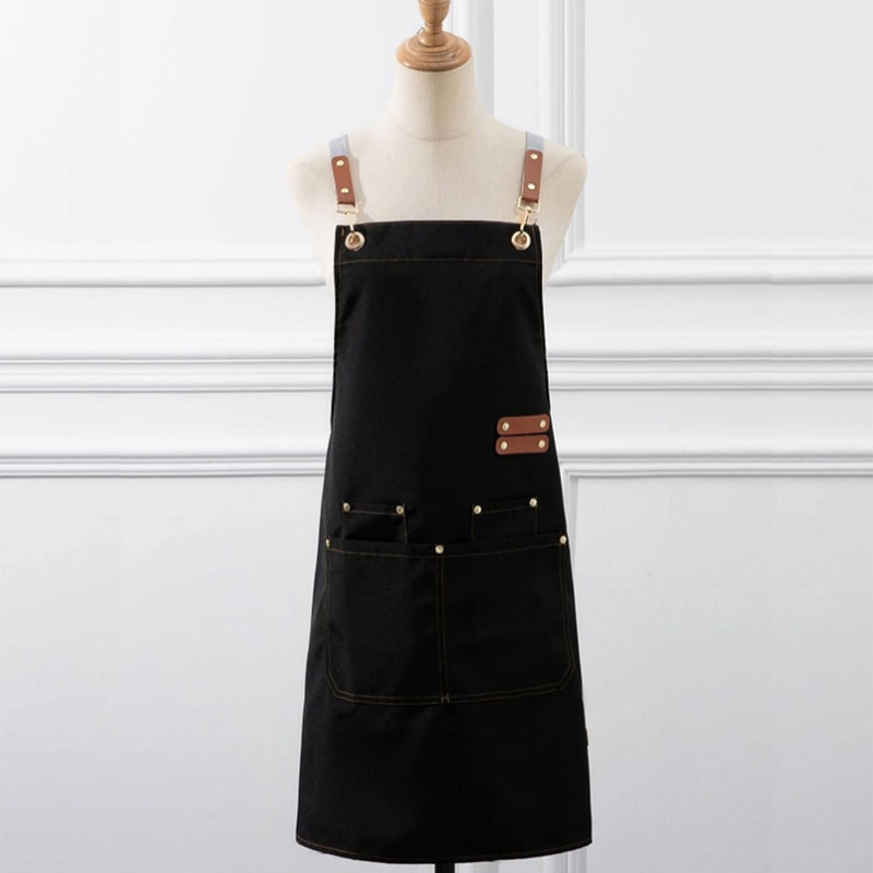 Waterproof Kitchen Apron With Pockets Oil Proof Restaurant Work Bib Apron 1