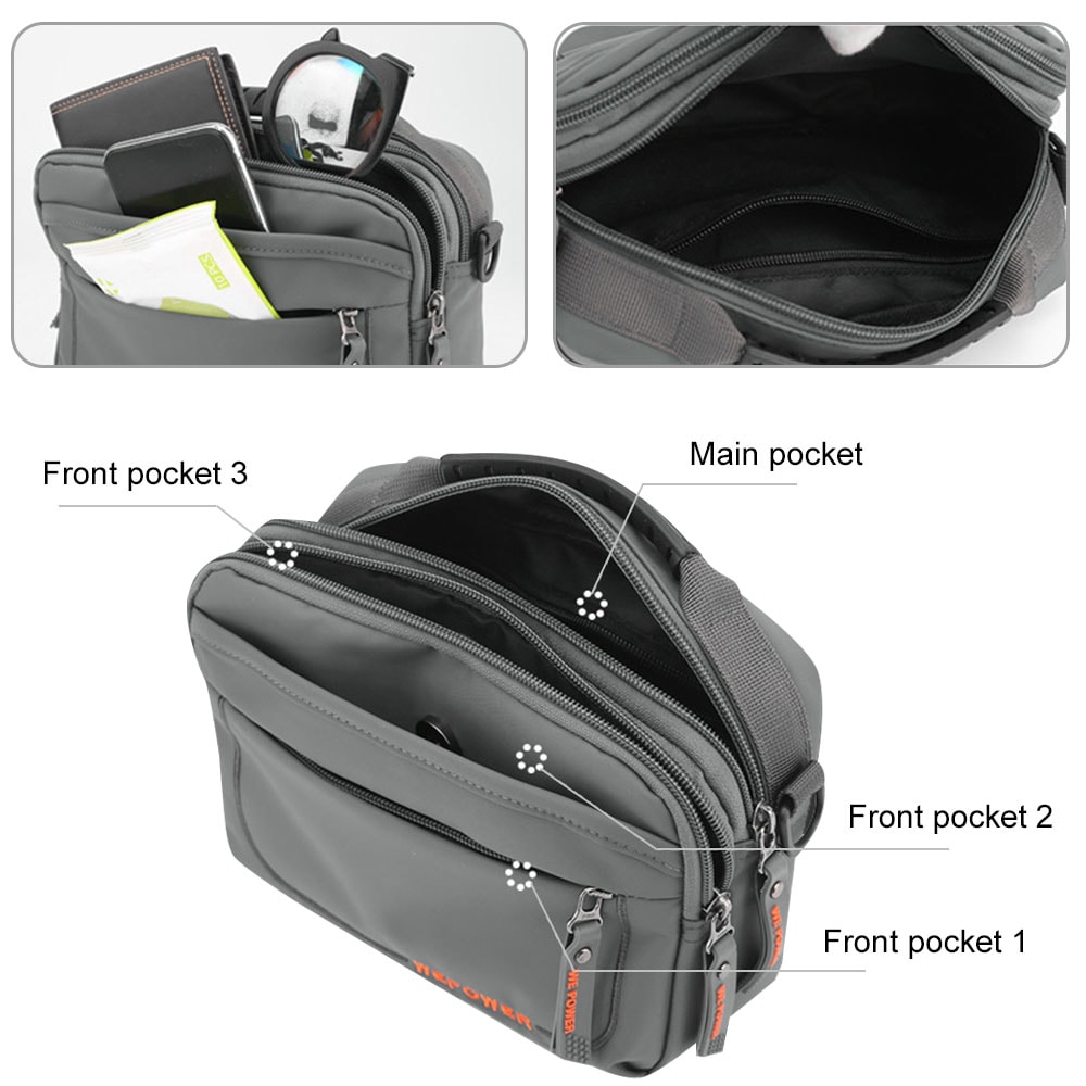 UrbanTrail Mens Crossbody Bag Multi Pocket Shoulder Messenger Bag for Travel Work Hiking