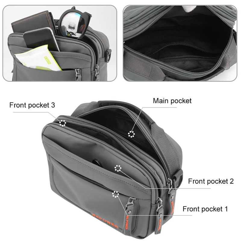 UrbanTrail Mens Crossbody Bag Multi Pocket Shoulder Messenger Bag for Travel Work Hiking