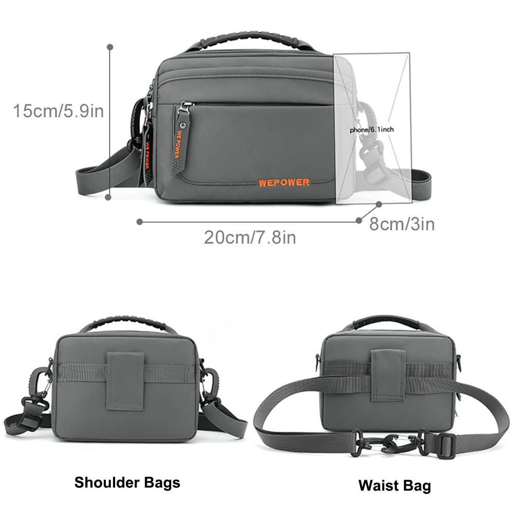 UrbanTrail Mens Crossbody Bag Multi Pocket Shoulder Messenger Bag for Travel Work Hiking