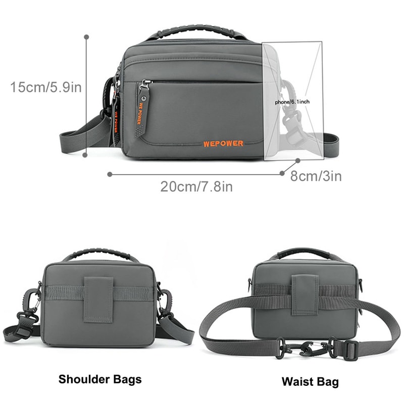 UrbanTrail Mens Crossbody Bag Multi Pocket Shoulder Messenger Bag for Travel Work Hiking