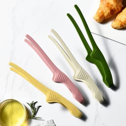 silicone kitchen tongs portable bbq food serving tweezer clip