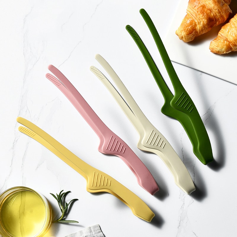 Silicone Kitchen Tongs Portable BBQ Food Serving Tweezer Clip 0