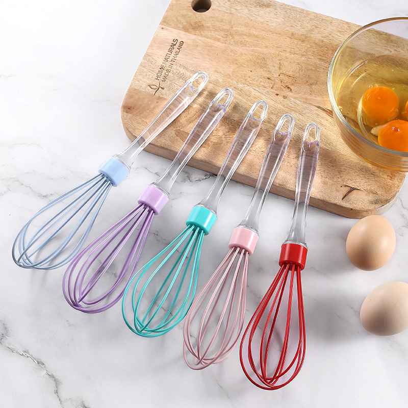 Silicone Whisk Egg Beater with Transparent Handle for Baking and Cream Mixing