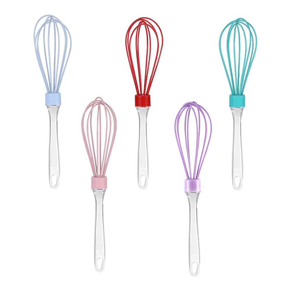 Silicone Whisk Egg Beater with Transparent Handle for Baking and Cream Mixing