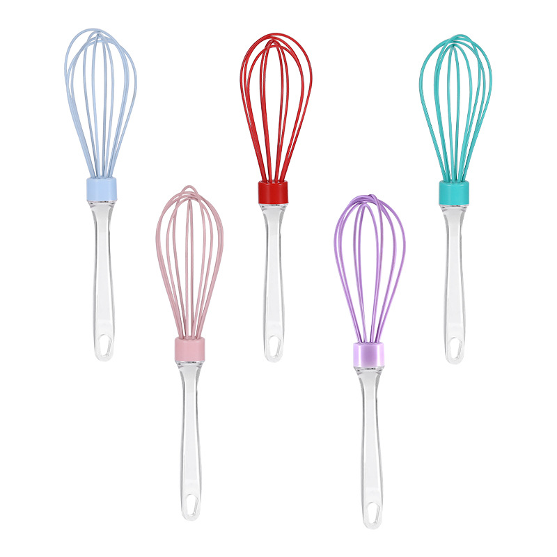 Silicone Whisk Egg Beater with Transparent Handle for Baking and Cream Mixing