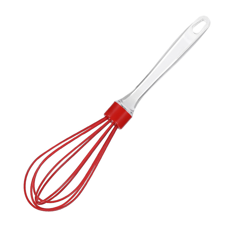 Silicone Whisk Egg Beater with Transparent Handle for Baking and Cream Mixing