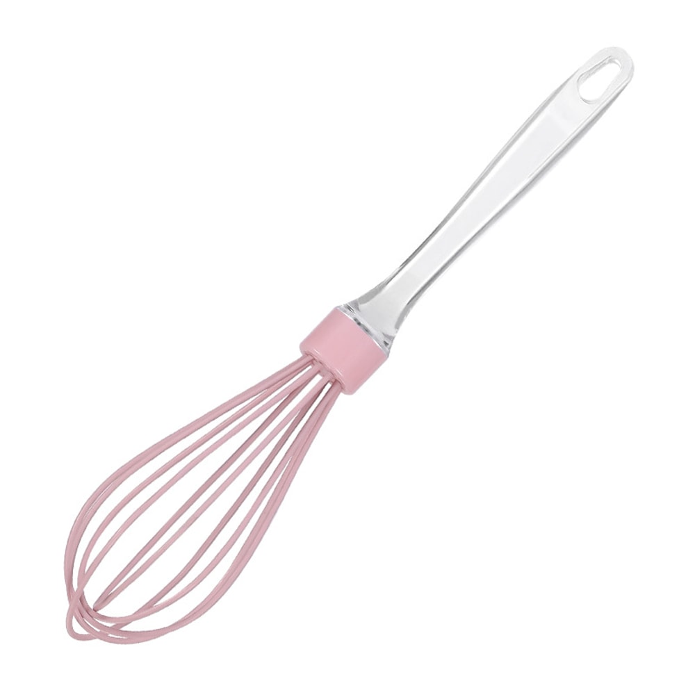 Silicone Whisk Egg Beater with Transparent Handle for Baking and Cream Mixing