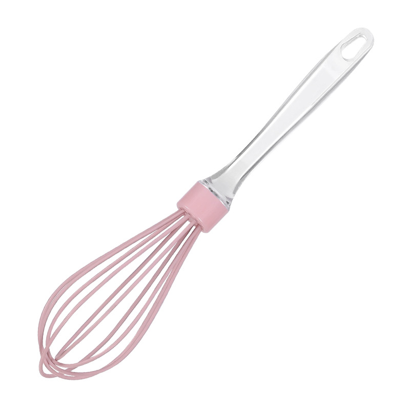 Silicone Whisk Egg Beater with Transparent Handle for Baking and Cream Mixing