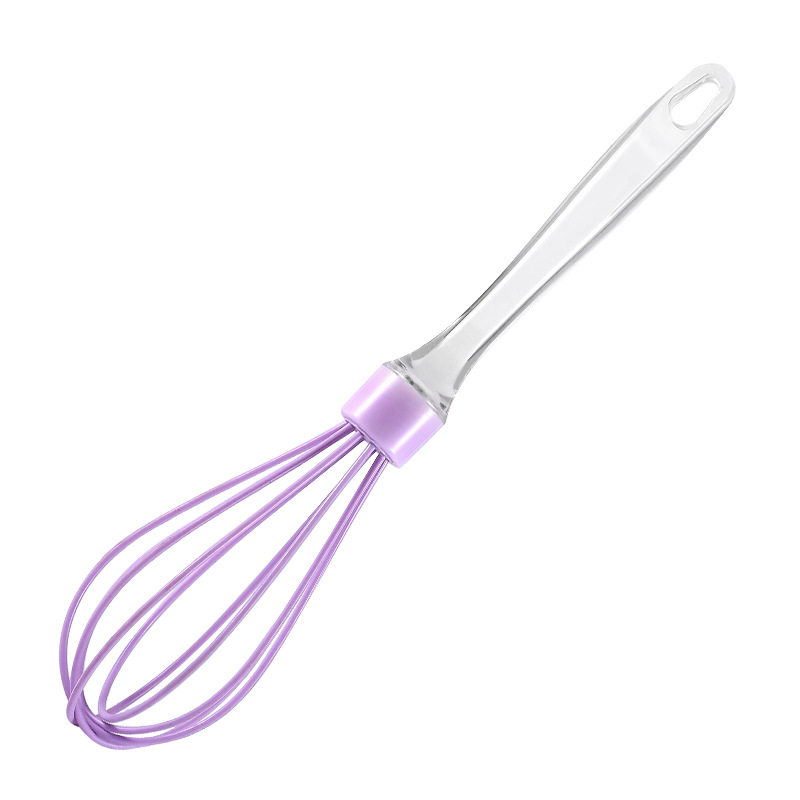 Silicone Whisk Egg Beater with Transparent Handle for Baking and Cream Mixing