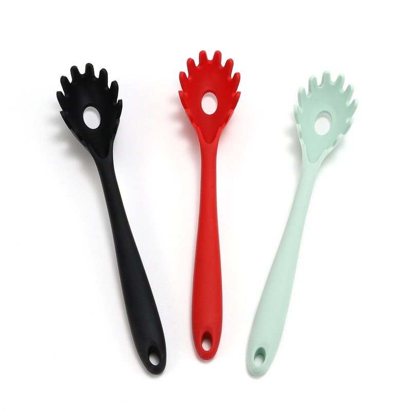 Silicone Pasta Fork Spaghetti Server Spoon With Wooden Handle Heat Resistant Noodle Server 0