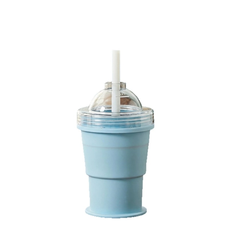 Silicone Folding Cup with Straw Portable Ice Cup for Travel and Outdoors