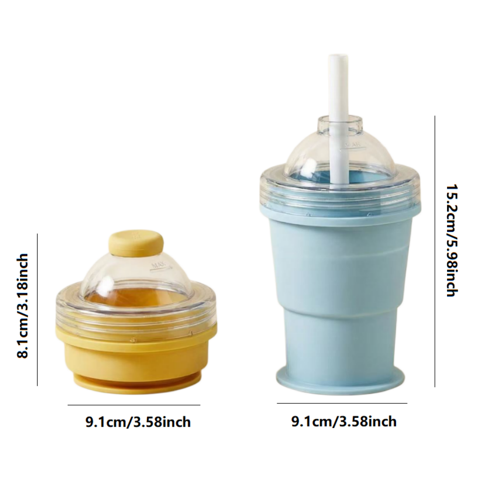 Silicone Folding Cup with Straw Portable Ice Cup for Travel and Outdoors