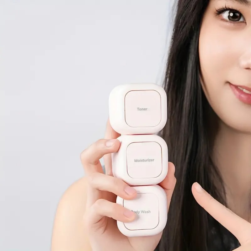 Magnetic Travel Toiletry Containers Set Leakproof Refillable Cosmetic Jars