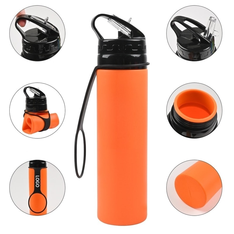 Collapsible Silicone Water Bottle for Travel Hiking and Sports