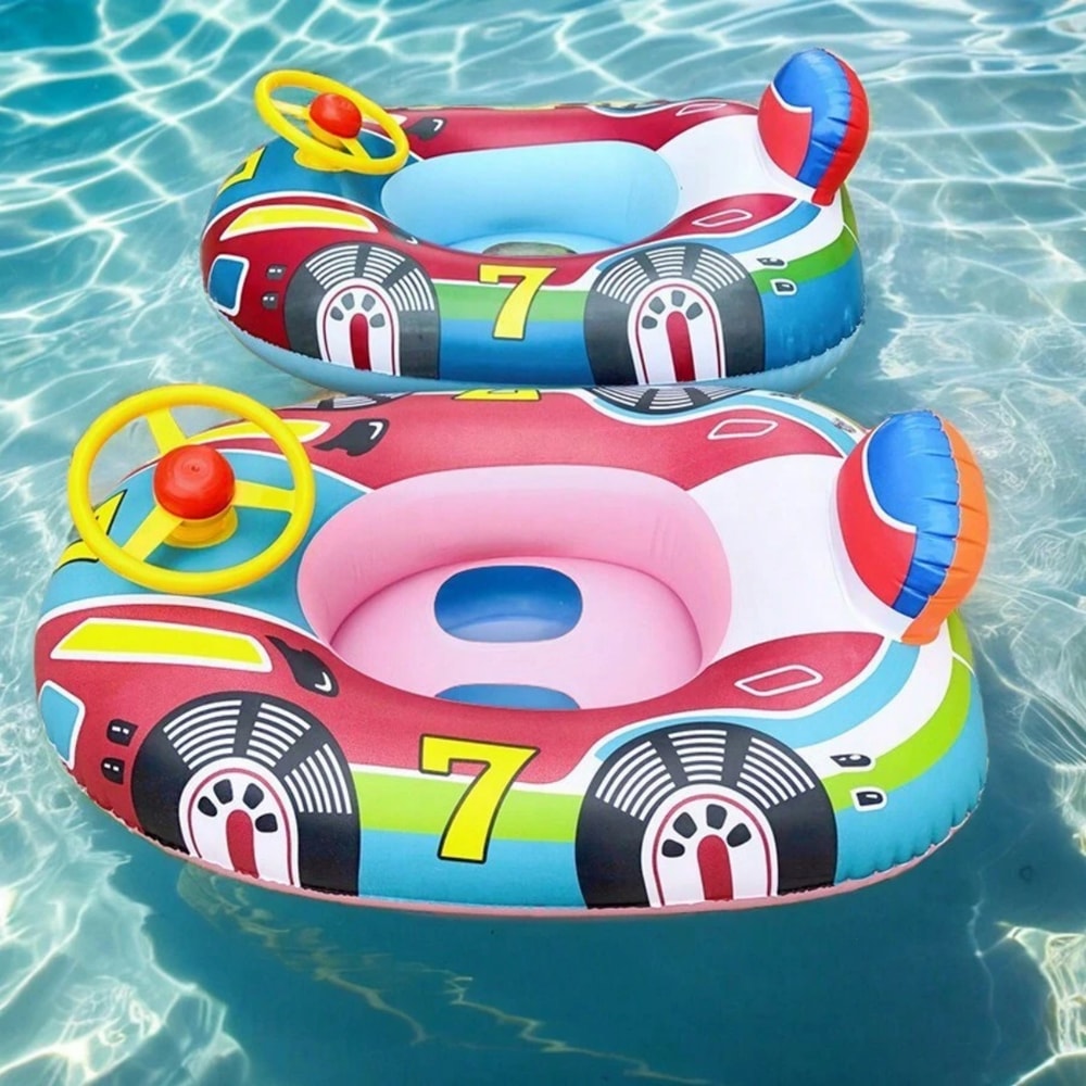 Toddler Pool Float Car With Handles Safe Baby Swim Ring For Summer Water Fun 3